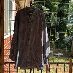 F/X Fusion Blue Black Checkered Plaid LS Dress Shirt Oxford Collar Button Up 6X